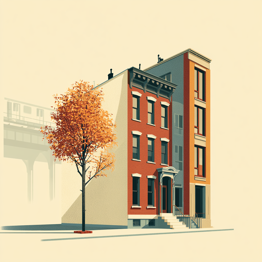 Sell your house in Queens - editorial illustration of a Queens residential street