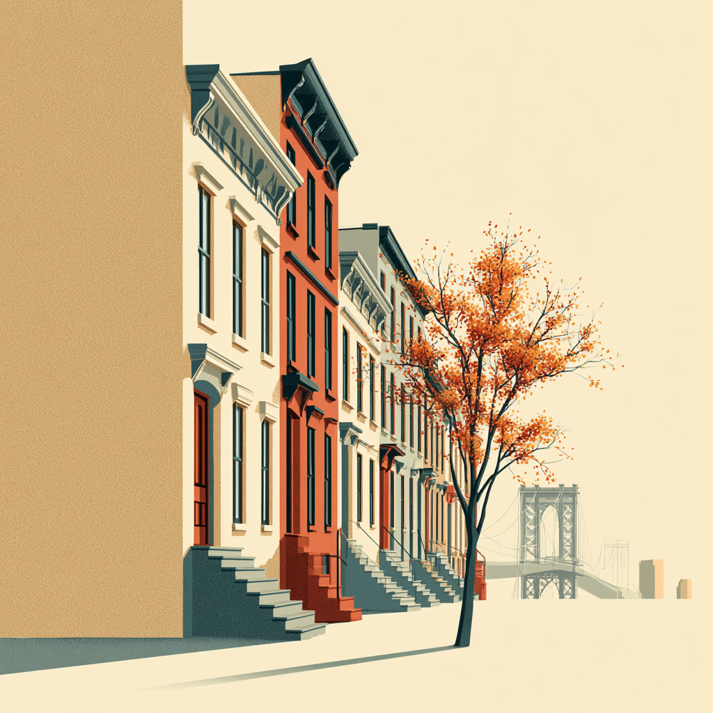 Sell your house in Brooklyn - editorial illustration of Brooklyn brownstones