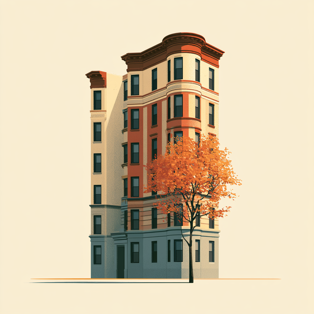 Sell your house in the Bronx - editorial illustration of Grand Concourse Art Deco buildings